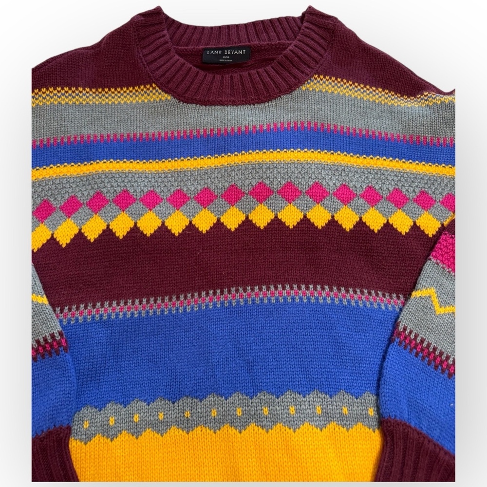 NWOT Lane Bryant Fair Isle Crew Neck Sweater – Size 14/16 – Bright Multicolor - Picture 5 of 9
